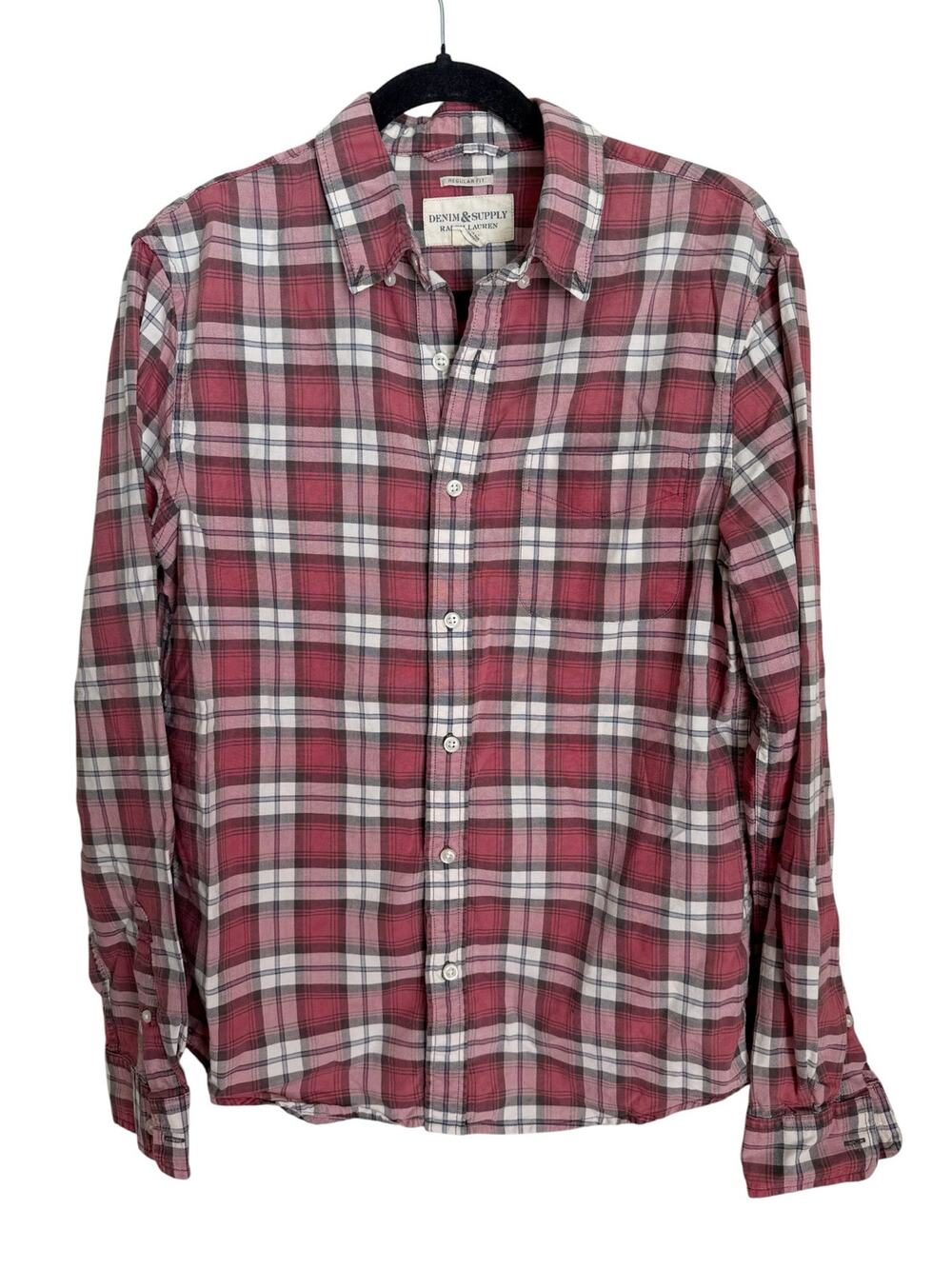 Denim & Supply Ralph Lauren Mens Red Plaid Button-Down Western Preppy Sz M